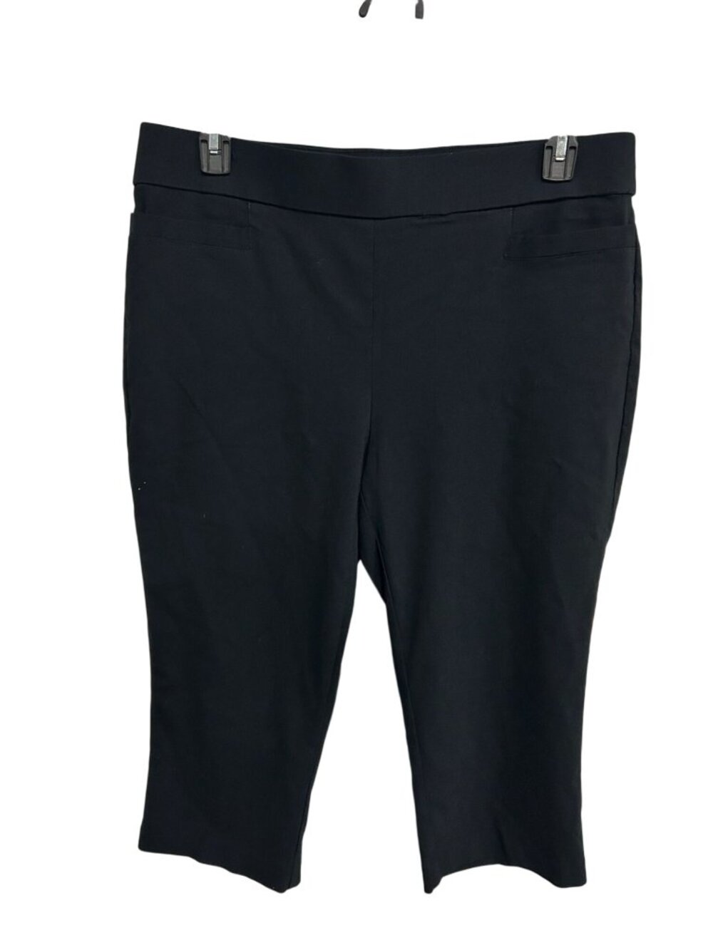 Coral Bay 16 Black Stretch Capri Pants Flat Front Pull-On Minimalist Clean Girl